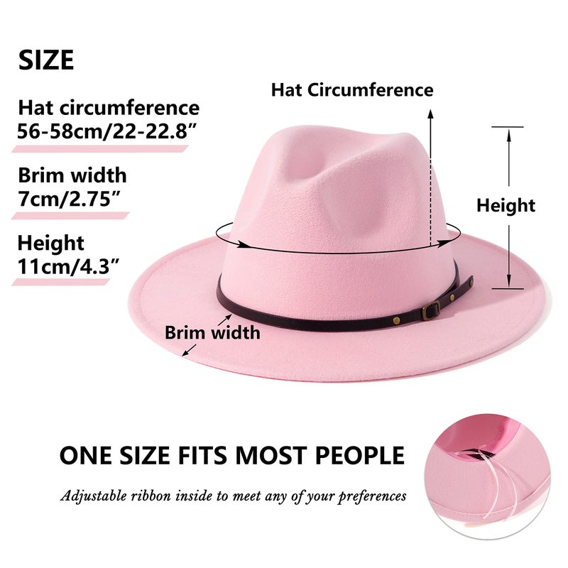Lisianthus Women Belt Buckle Fedora Hat Pink - Image 5
